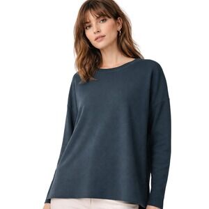 MM Lafleur Blue Green Crewneck Sweater‎ Small Minimalist Office Elevated Basic